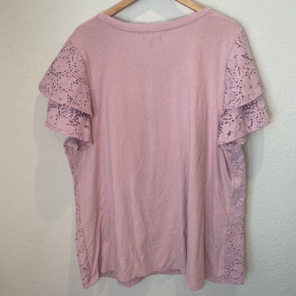 Lane Bryant Pastel Purple Lace Flutter Sleeve Blouse - Size 22/24 - EUC - Picture 6 of 6